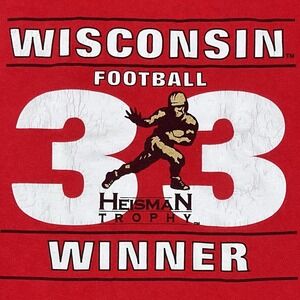 Vtg Wisconsin Football Heisman Trophy T-Shirt Mens XL Long Sleeve #33 Ron Dayne